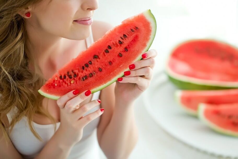 A girl on a watermelon diet